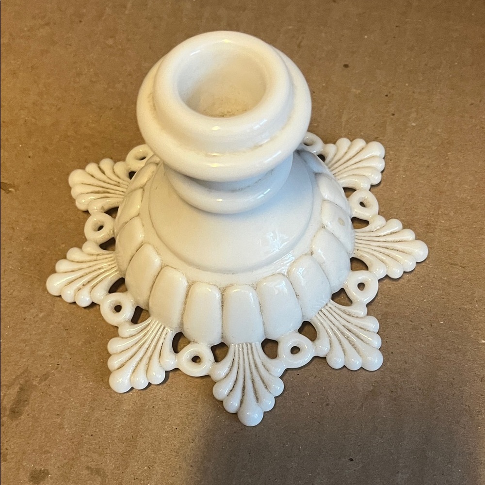 Elegant White Milkglass Candle Holder